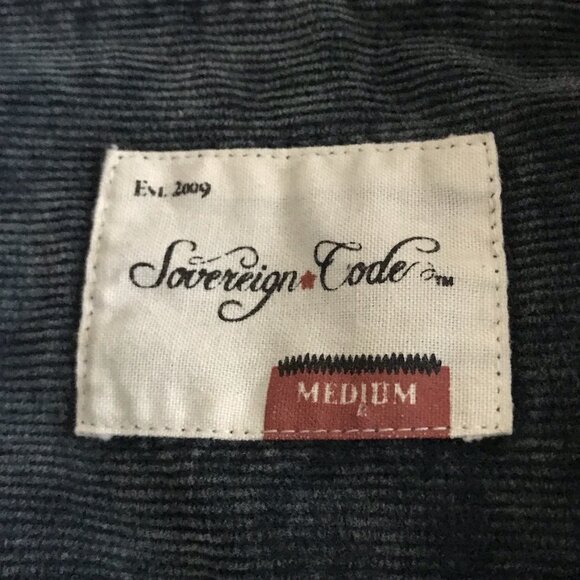 Sovereign Code Washed Gray Corduroy Down Long Sleeve Size Medium - Picture 3 of 6